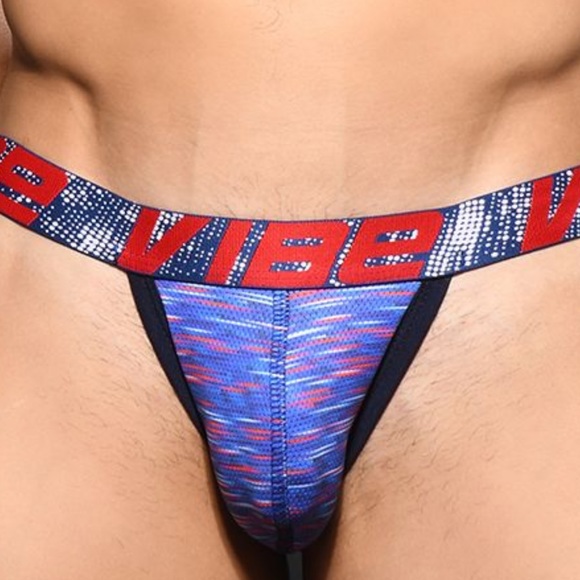 NWT Andrew Christian Vibe Mesh jock strap navy blue with navy straps NEW Medium - Picture 4 of 6